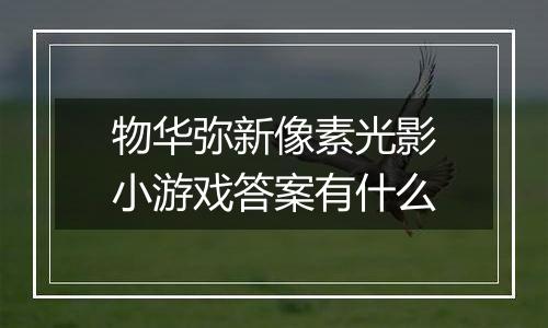 物华弥新像素光影小游戏答案有什么
