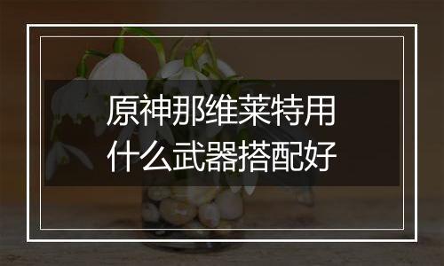 原神那维莱特用什么武器搭配好