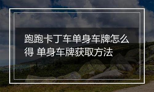 跑跑卡丁车单身车牌怎么得 单身车牌获取方法