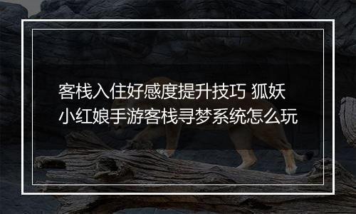 客栈入住好感度提升技巧 狐妖小红娘手游客栈寻梦系统怎么玩