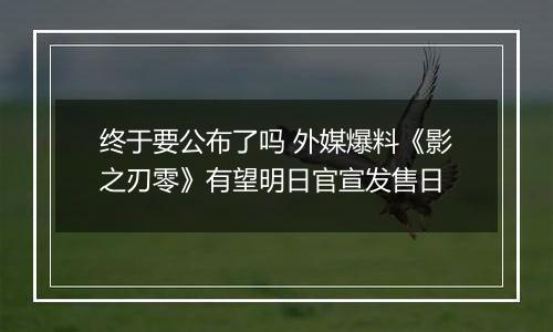 终于要公布了吗 外媒爆料《影之刃零》有望明日官宣发售日