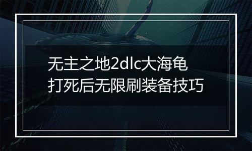 无主之地2dlc大海龟打死后无限刷装备技巧