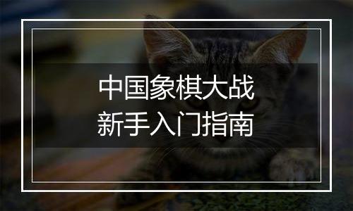 中国象棋大战新手入门指南