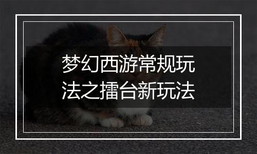 梦幻西游常规玩法之擂台新玩法