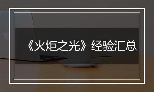 《火炬之光》经验汇总