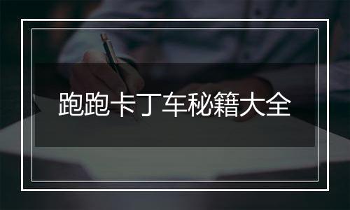 跑跑卡丁车秘籍大全