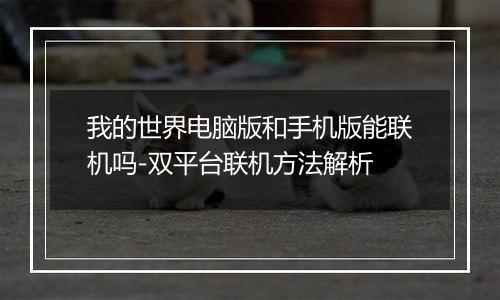 我的世界电脑版和手机版能联机吗-双平台联机方法解析