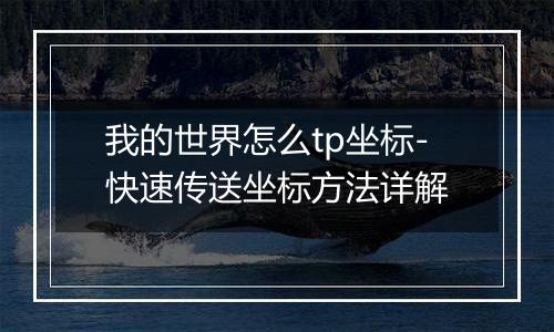 我的世界怎么tp坐标-快速传送坐标方法详解