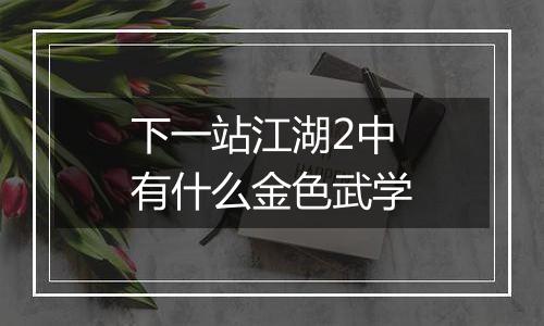 下一站江湖2中有什么金色武学