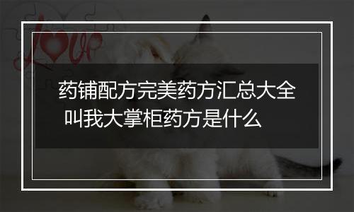 药铺配方完美药方汇总大全 叫我大掌柜药方是什么