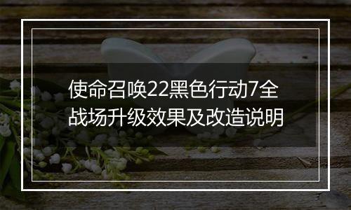 使命召唤22黑色行动7全战场升级效果及改造说明