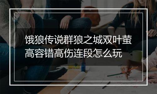 饿狼传说群狼之城双叶萤高容错高伤连段怎么玩