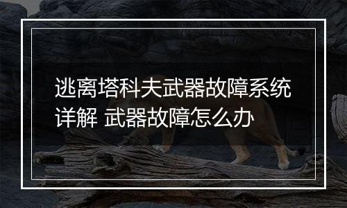 逃离塔科夫武器故障系统详解 武器故障怎么办