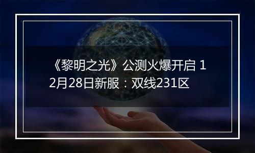 《黎明之光》公测火爆开启 12月28日新服：双线231区