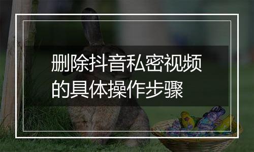 删除抖音私密视频的具体操作步骤
