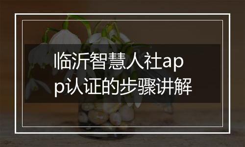 临沂智慧人社app认证的步骤讲解