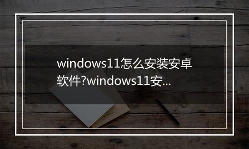 windows11怎么安装安卓软件?windows11安装安卓软件方法