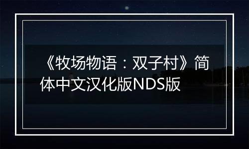 《牧场物语：双子村》简体中文汉化版NDS版