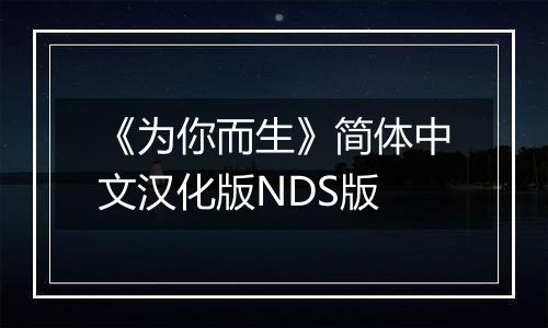 《为你而生》简体中文汉化版NDS版